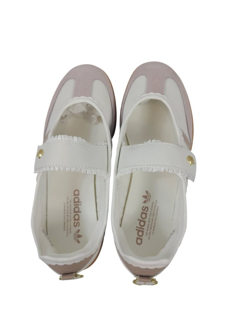 Adidas Samba Mary Jane Shoes Pink & White Gold Accents Women's Sz 7.5 Sneakers - Picture 5 of 7